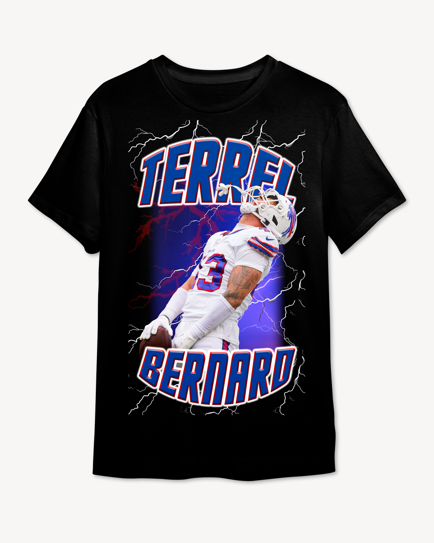 Buffalo Bills Tee | Terrel Bernard | Lightning Storm