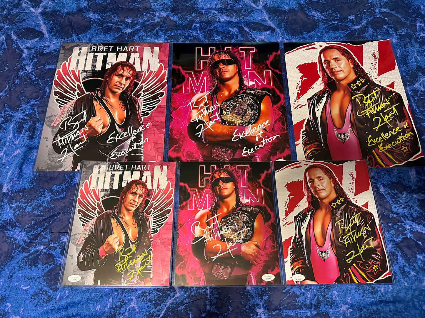 Bret Hitman Hart | Signed | Leather Stars | Metallic