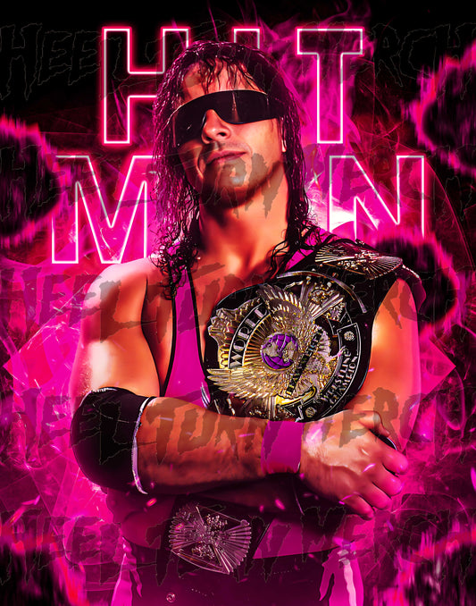 Bret Hitman Hart | Signed | Pink Inferno | Metallic