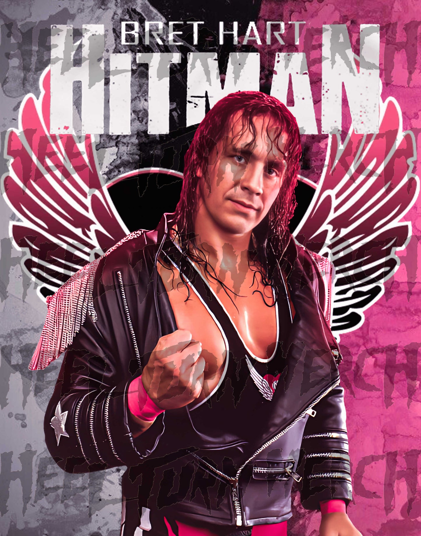 Bret Hitman Hart | Signed | Winged Hart | Metallic